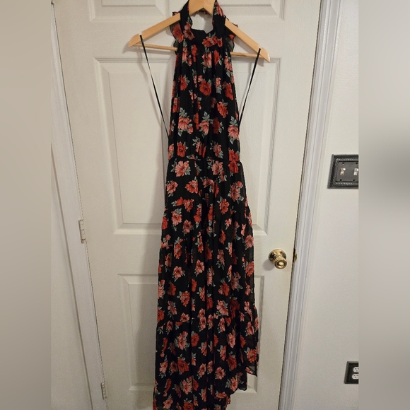 Lulus Dresses & Skirts - Lulu's Black and Red Floral Backless Dress Jane Anne Size XL